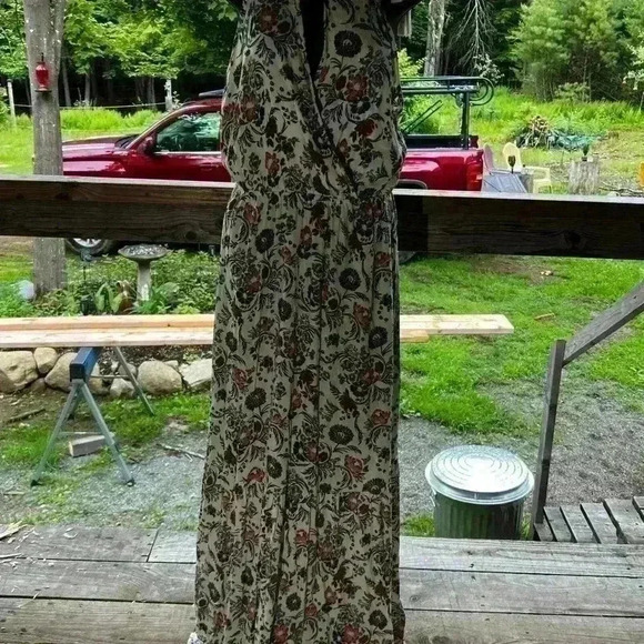 American Eagle Outfitters Women's Sz M Floral Maxi Sun Dress Adjustable Straps - Picture 3 of 5